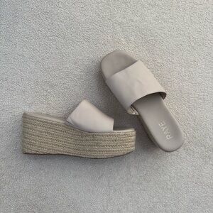 RAYE Easton Platform Espadrille Slide Sandals Neutral Off-White Leather 7